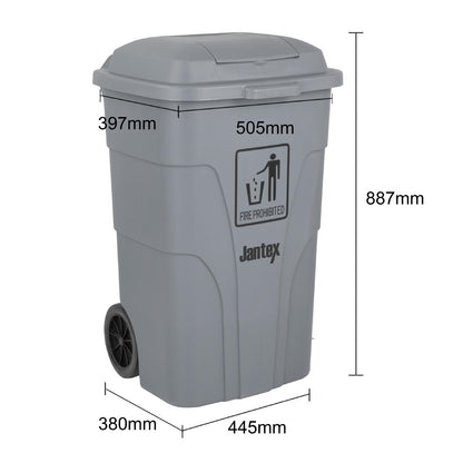 Jantex Wheelie Bin Grey 120Ltr (Capacity: 120Ltr | 887(H)x445(W)mm | Foot Pedal Operation) • PAS-HC923