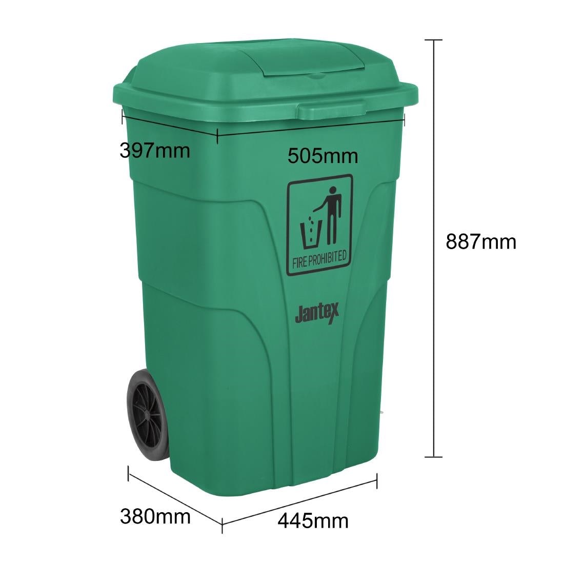 Jantex Wheelie Bin Green 120Ltr (Capacity: 120Ltr | 887(H)x445(W)mm | Foot Pedal Operation) • PAS-HC924
