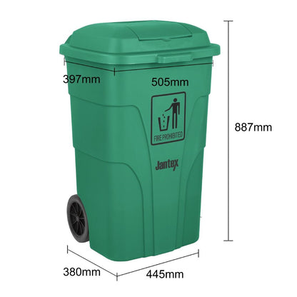 Jantex Wheelie Bin Green 120Ltr (Capacity: 120Ltr | 887(H)x445(W)mm | Foot Pedal Operation) • PAS-HC924