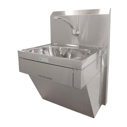Stoddart Plumbing 11Ltr Wash Basin Knee Operated With Lower Plumbing Shroud and Splashback Mounted Spout • PAS-HD029