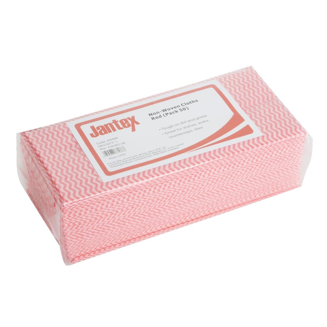 Jantex Non-Woven Cloths Red (50 Pack) (600(L)x300(W)mm | Pack Quantity: 50) • PAS-HS594