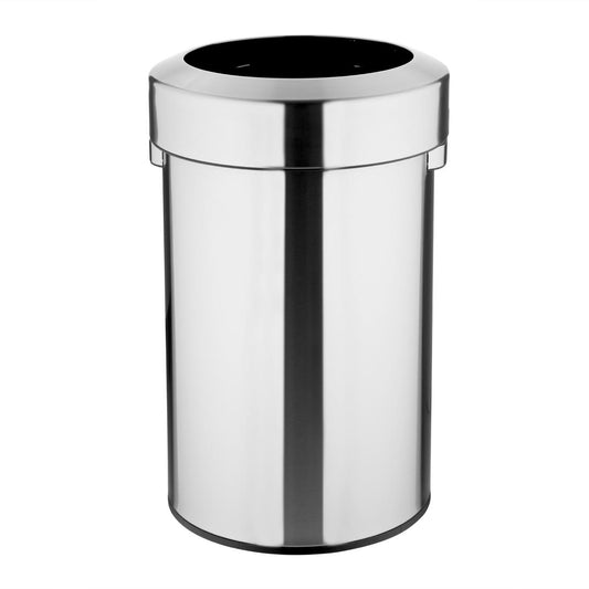 Bolero Bin with Open Top Lid Brushed Steel 70Ltr (Anti-Fingerprint Design | Material: Steel | 695(H)x445(Ø)mm) • PAS-HT460