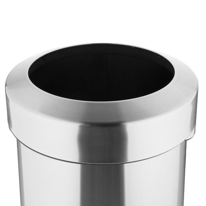 Bolero Bin with Open Top Lid Brushed Steel 70Ltr (Anti-Fingerprint Design | Material: Steel | 695(H)x445(Ø)mm) • PAS-HT460