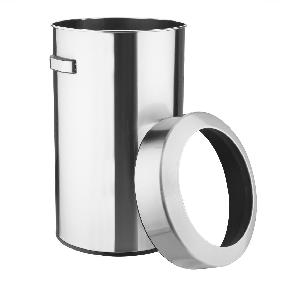 Bolero Bin with Open Top Lid Brushed Steel 70Ltr (Anti-Fingerprint Design | Material: Steel | 695(H)x445(Ø)mm) • PAS-HT460