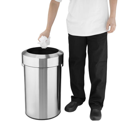 Bolero Bin with Open Top Lid Brushed Steel 70Ltr (Anti-Fingerprint Design | Material: Steel | 695(H)x445(Ø)mm) • PAS-HT460