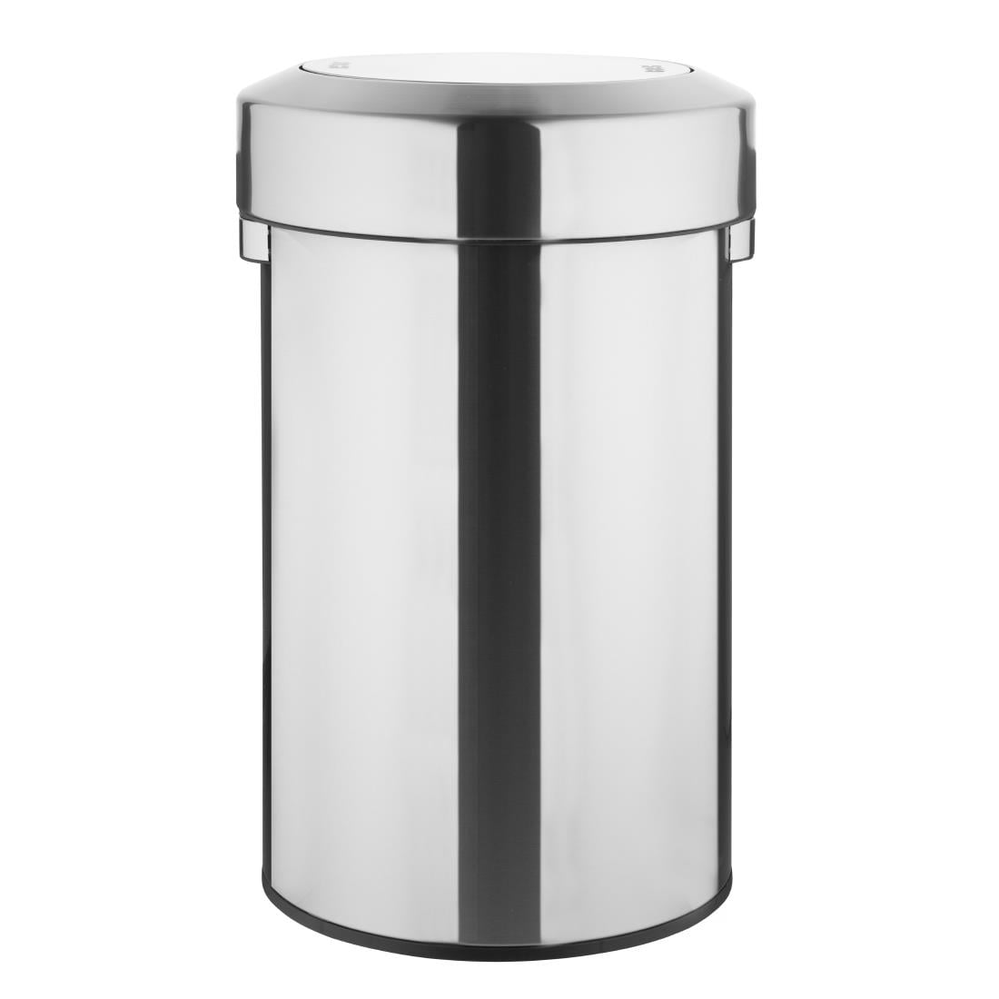 Bolero Bin with Swing Lid Brushed Steel 70Ltr (Anti-fingerprint design. Material: Steel. 640(H)x402(ø)mm) • PAS-HT461