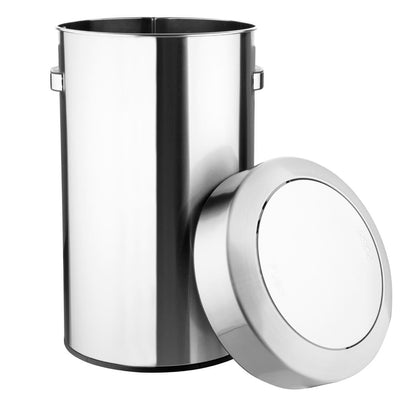 Bolero Bin with Swing Lid Brushed Steel 70Ltr (Anti-fingerprint design. Material: Steel. 640(H)x402(ø)mm) • PAS-HT461