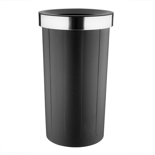 Bolero Bin with Open Top Lid Black 60Ltr (Anti-fingerprint rim. Material: Polypropylene. 735(H)x435(Ø)mm) • PAS-HT462