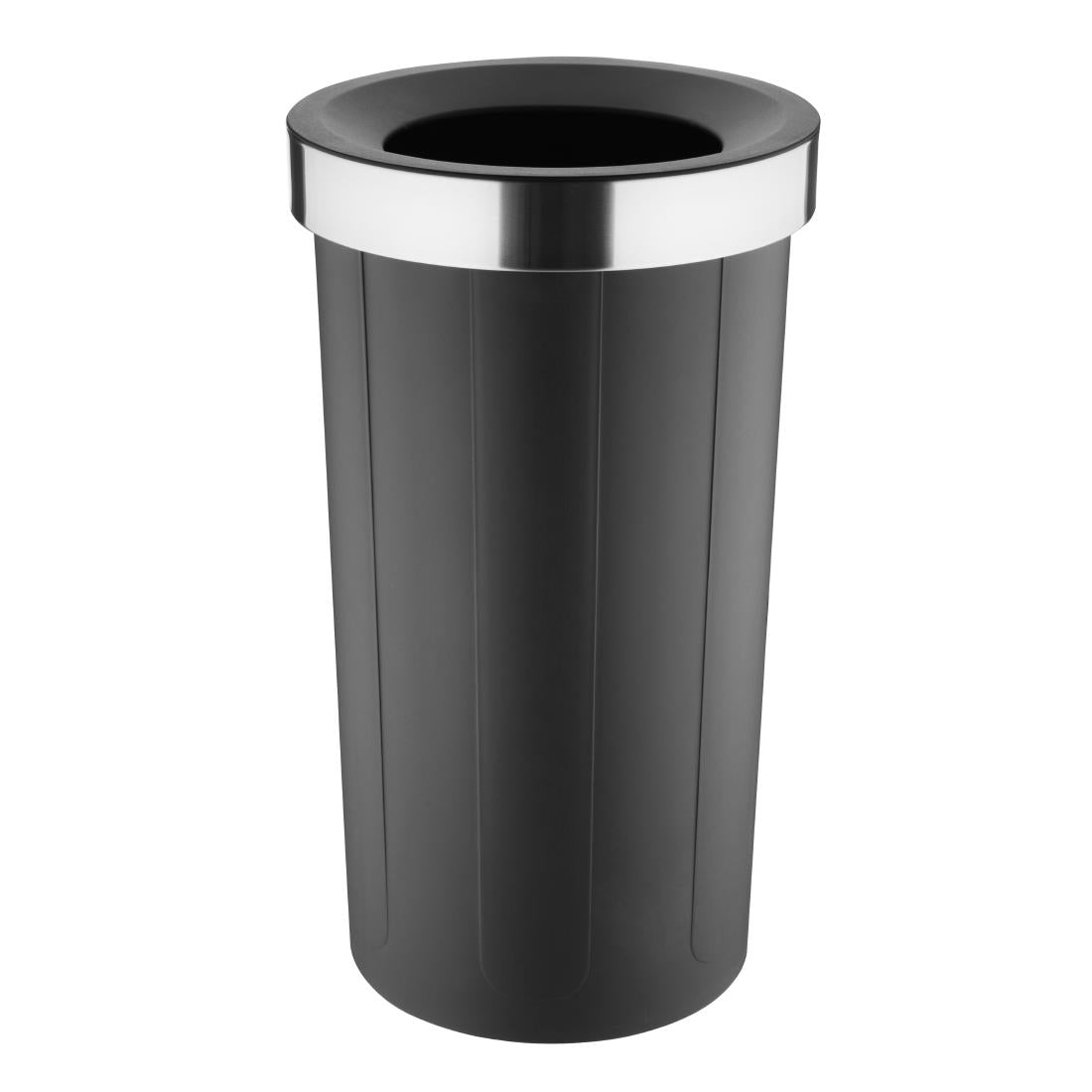 Bolero Bin with Open Top Lid Black 60Ltr (Anti-fingerprint rim. Material: Polypropylene. 735(H)x435(Ø)mm) • PAS-HT462