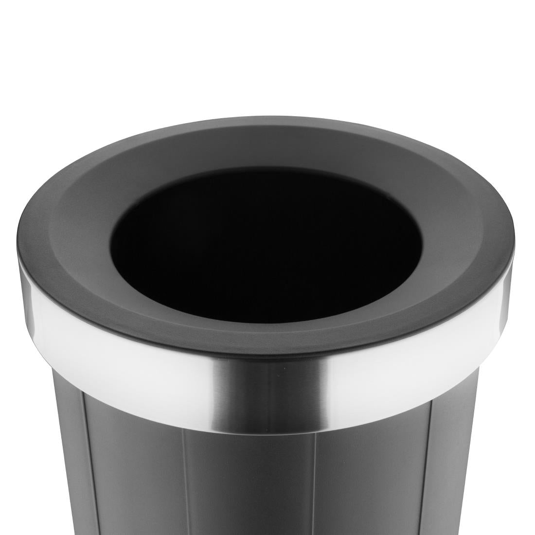 Bolero Bin with Open Top Lid Black 60Ltr (Anti-fingerprint rim. Material: Polypropylene. 735(H)x435(Ø)mm) • PAS-HT462