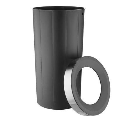 Bolero Bin with Open Top Lid Black 60Ltr (Anti-fingerprint rim. Material: Polypropylene. 735(H)x435(Ø)mm) • PAS-HT462