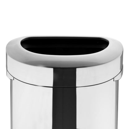 Bolero 'D' Shape Bin with Open Lid Brushed Steel 86Ltr (Anti-fingerprint design | Material: Steel | 875(H)x550(W)x350(D)mm) • PAS-HT463