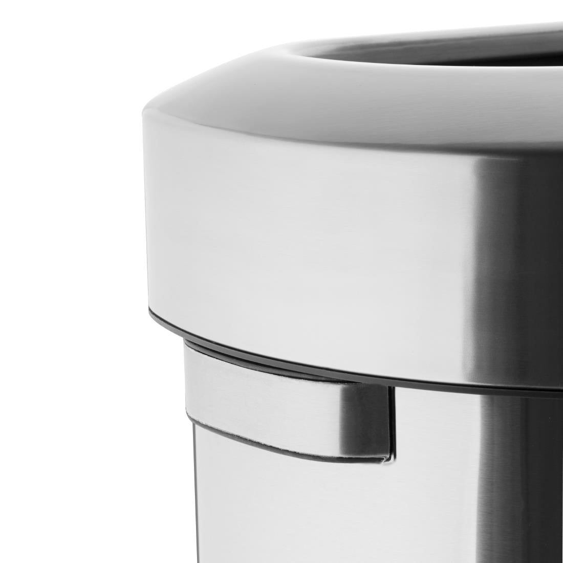 Bolero 'D' Shape Bin with Open Lid Brushed Steel 86Ltr (Anti-fingerprint design | Material: Steel | 875(H)x550(W)x350(D)mm) • PAS-HT463