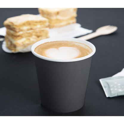 Fiesta Recyclable Hot Cups Single Wall Black 170ml (1000 Pack) (170ml | Pack Quantity: 1000) • PAS-HT468