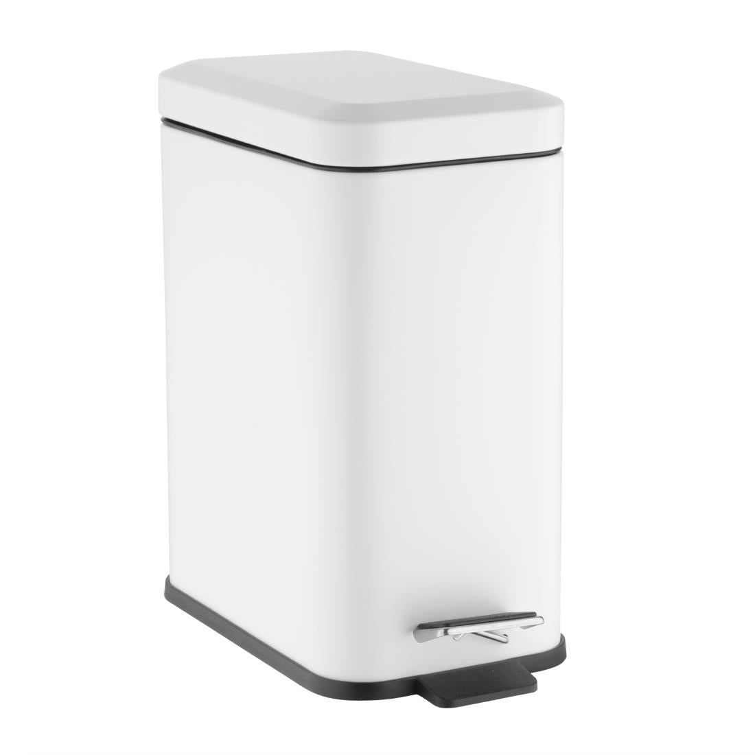 Jantex Slim Pedal Bin White 5Ltr (Soft-Closing Lid | Removable Inner Bin | Material: Steel | 315(H)x285(W)x160(D)mm) • PAS-HT475