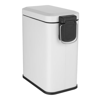 Jantex Slim Pedal Bin White 5Ltr (Soft-Closing Lid | Removable Inner Bin | Material: Steel | 315(H)x285(W)x160(D)mm) • PAS-HT475