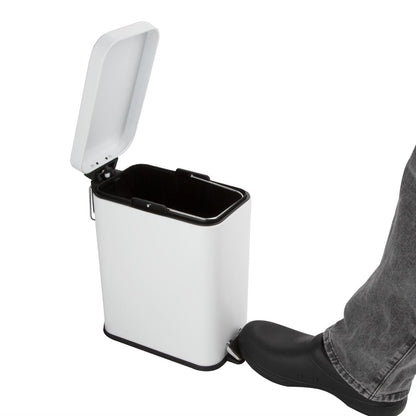 Jantex Slim Pedal Bin White 5Ltr (Soft-Closing Lid | Removable Inner Bin | Material: Steel | 315(H)x285(W)x160(D)mm) • PAS-HT475