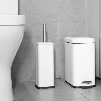 Jantex Slim Pedal Bin White 5Ltr (Soft-Closing Lid | Removable Inner Bin | Material: Steel | 315(H)x285(W)x160(D)mm) • PAS-HT475