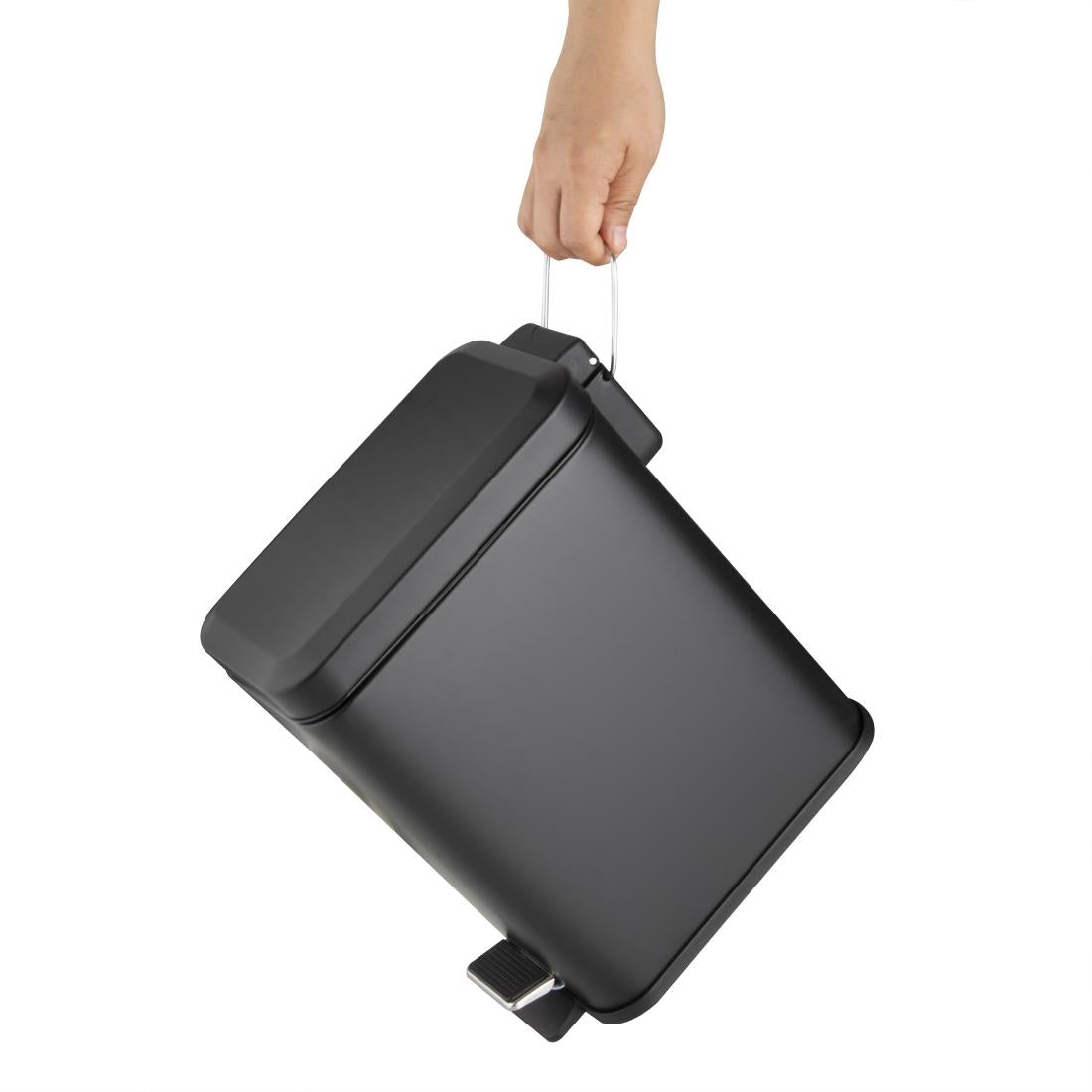 Jantex Slim Pedal Bin Black 5Ltr (Soft-Closing Lid | Removable Inner Bin | Material: Steel | 315(H)x285(W)x160(D)mm) • PAS-HT476
