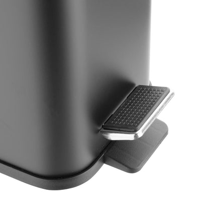 Jantex Slim Pedal Bin Black 5Ltr (Soft-Closing Lid | Removable Inner Bin | Material: Steel | 315(H)x285(W)x160(D)mm) • PAS-HT476
