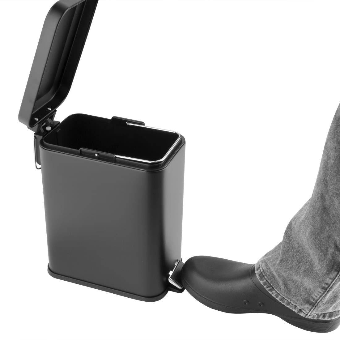 Jantex Slim Pedal Bin Black 5Ltr (Soft-Closing Lid | Removable Inner Bin | Material: Steel | 315(H)x285(W)x160(D)mm) • PAS-HT476
