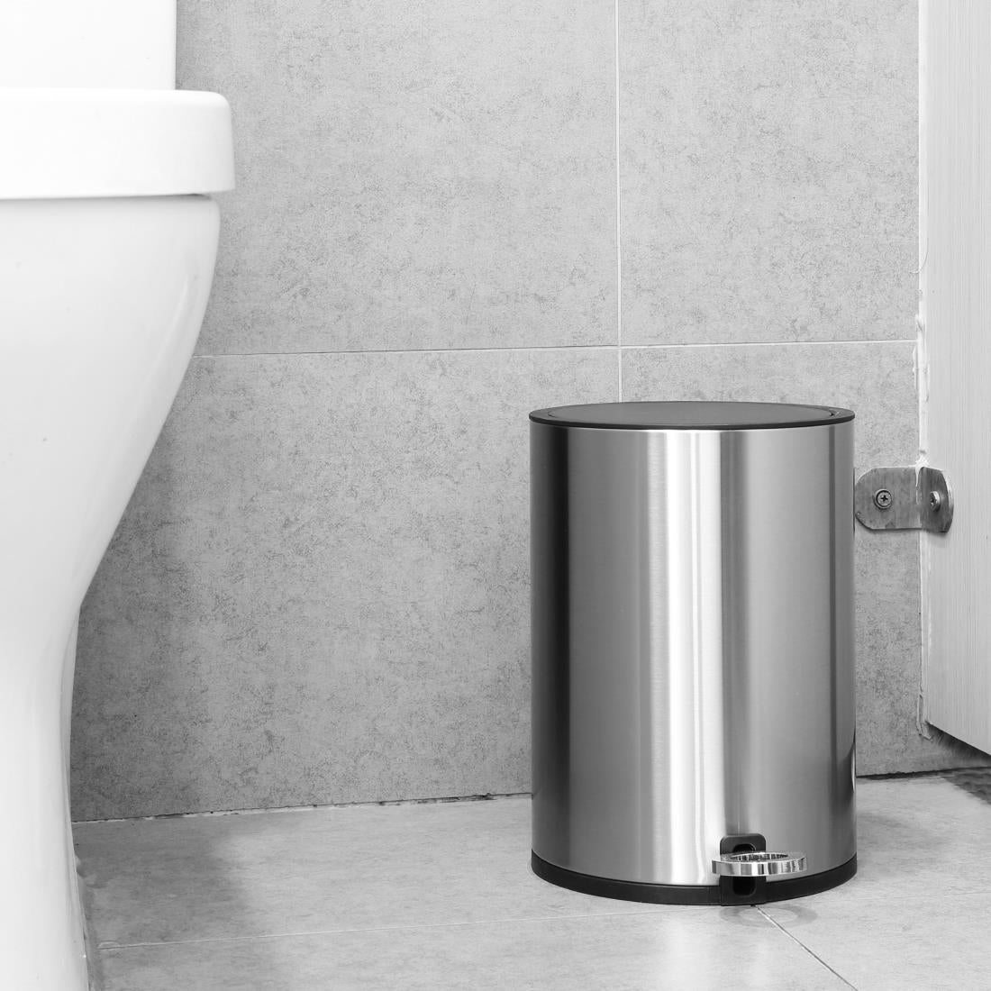 Jantex Pedal Bin Brushed Steel 3Ltr (Anti-Fingerprint | Soft-Close Lid | Material: Steel. 275(H)x210(Ø)mm) • PAS-HT478