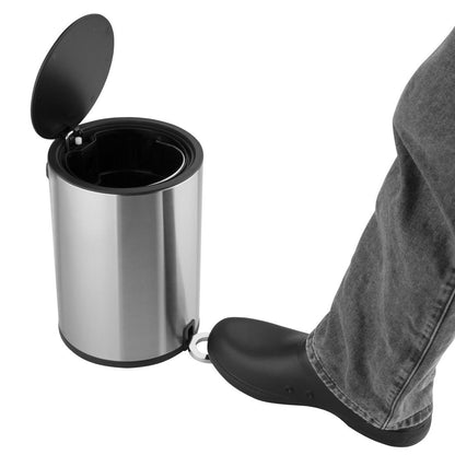 Jantex Pedal Bin Brushed Steel 6Ltr (Anti-Fingerprint | Soft-Close Lid | Material: Steel. 320(H)x235(Ø)mm) • PAS-HT479