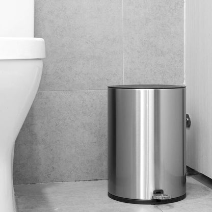 Jantex Pedal Bin Brushed Steel 6Ltr (Anti-Fingerprint | Soft-Close Lid | Material: Steel. 320(H)x235(Ø)mm) • PAS-HT479