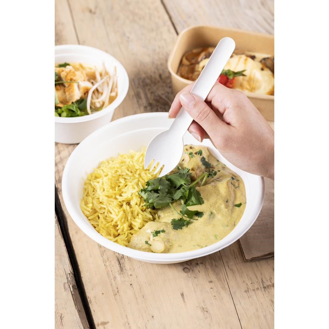 "Fiesta Compostable Paper Sporks 160mm (100 Pack)" (160(L)mm | Pack Quantity: 100) • PAS-HT488