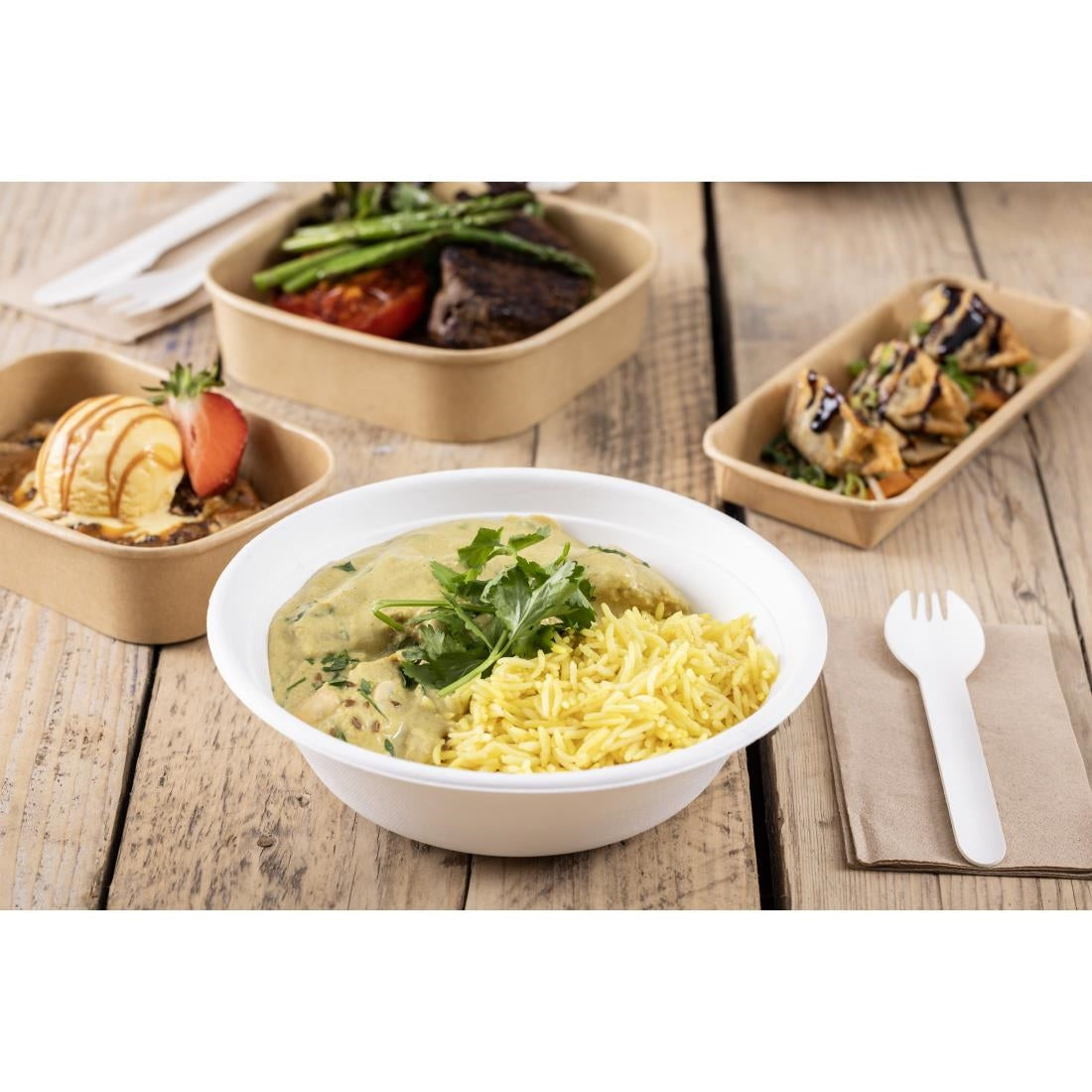 "Fiesta Compostable Paper Sporks 160mm (100 Pack)" (160(L)mm | Pack Quantity: 100) • PAS-HT488