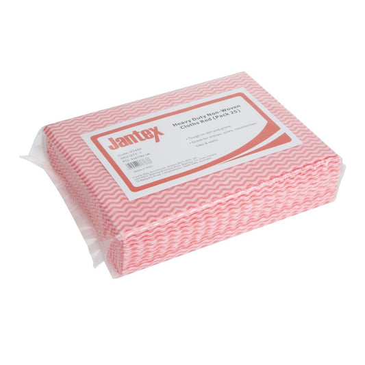 Jantex Heavy Duty Non-Woven Cloths Red (25 Pack) (Pack Quantity: 25) • PAS-HT489