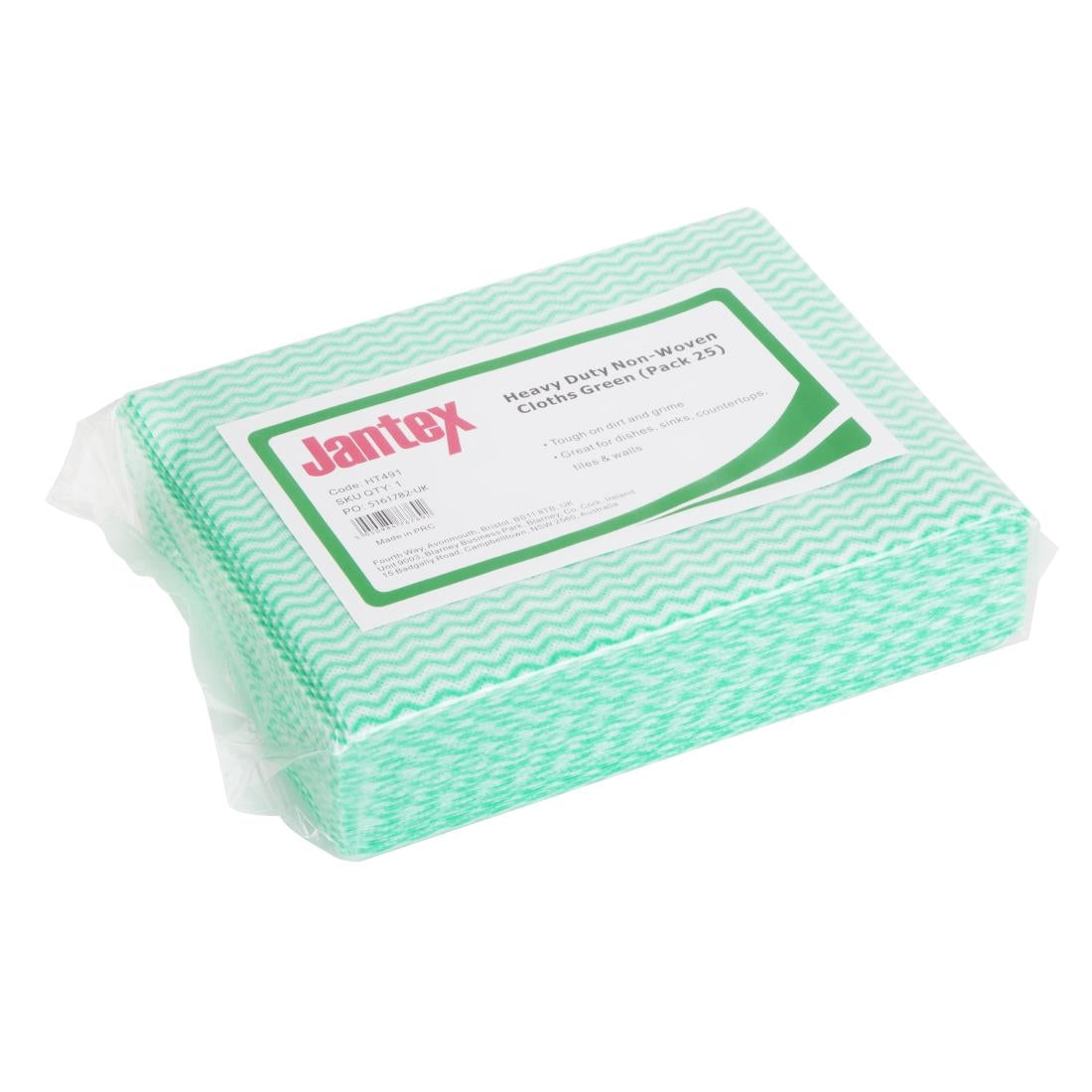 Jantex Heavy Duty Non-Woven Cloths Green (25 Pack) (Pack Quantity: 25) • PAS-HT491
