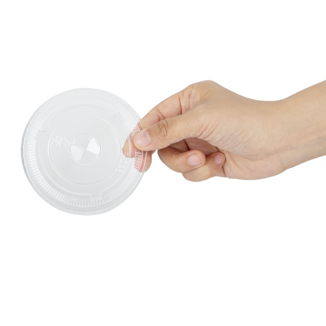 Fiesta Recyclable rPET Flat Lids for 340/455/568ml Cups (400 Pack) (8(H)x96(Ø)mm. Pack quantity: 400) • PAS-HU062