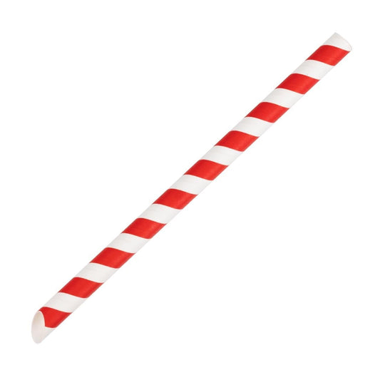 Fiesta Compostable Bubble Tea Straw Red & White 12x210mm (150 Pack) (210(L)x12(Ø)mm | Pack Quantity: 150) • PAS-HU368
