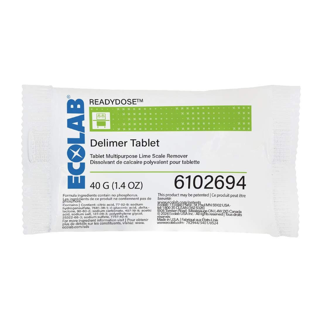 Ecolab ReadyDose Delimer Tablets 40g (30 Pack) (Pack Quantity: 30x 40g individually wrapped tablets) • PAS-HU615