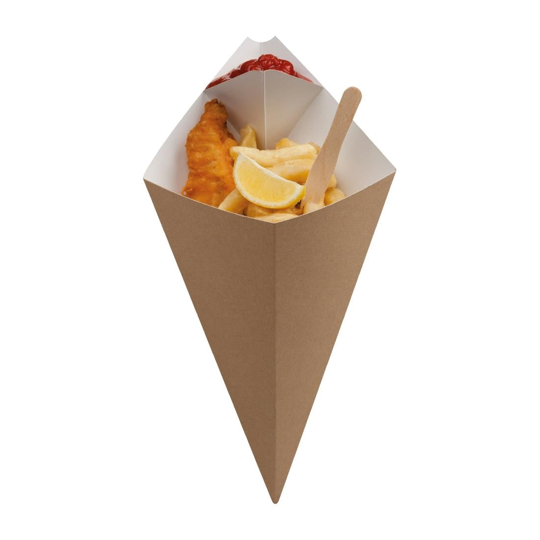 Colpac Large Kraft Cone with Dip Corner - 354x212mm (500 Pack) (Large - 354x212mm | Pack 500) • PAS-HU771