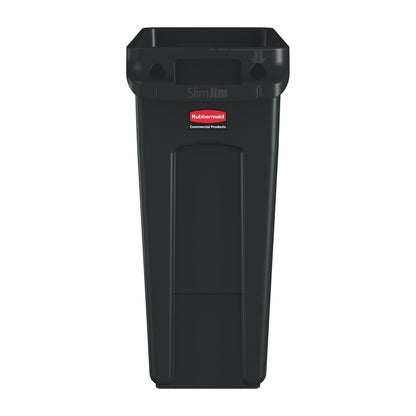 Rubbermaid Slim Jim Container with Venting Channels Black 61Ltr • PAS-HU919