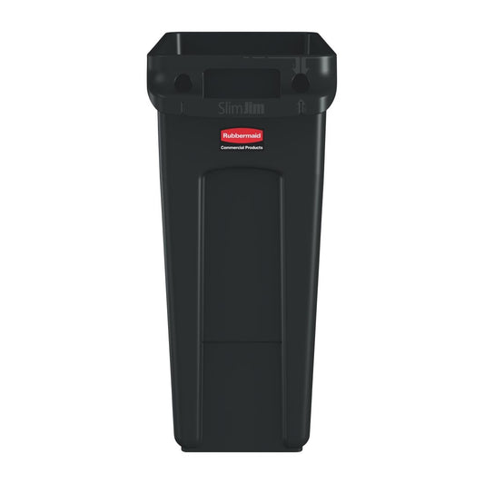 Rubbermaid Slim Jim Container with Venting Channels Black 61Ltr • PAS-HU919