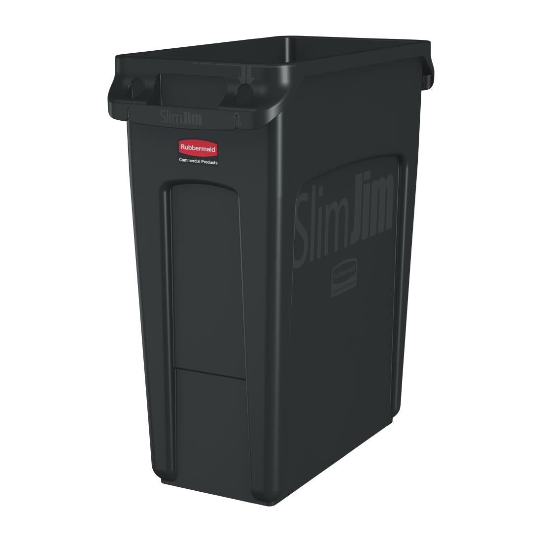 Rubbermaid Slim Jim Container with Venting Channels Black 61Ltr • PAS-HU919