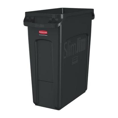 Rubbermaid Slim Jim Container with Venting Channels Black 61Ltr • PAS-HU919