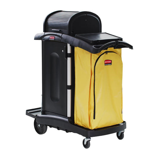 Rubbermaid Janitorial Cleaning Cart with Doors and Hood (Dimensions: 1358(H)x558(W)x1225(D)mm. High Security. Comes with Doors and Hood) • PAS-HU923