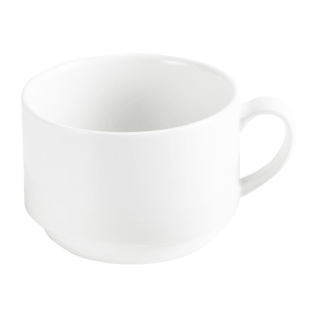 Tablekraft Core Banquet Coffee Stackable Cup White 220ml (6 Pack) (Capacity: 220ml. Dimensions: 85x65mm. Material: Porcelain. Pack Quantity: 6) • PAS-HU925