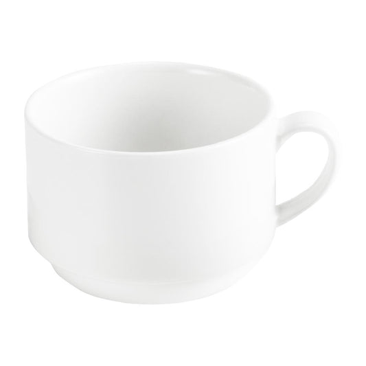 Tablekraft Core Banquet Coffee Stackable Cup White 220ml (6 Pack) (Capacity: 220ml. Dimensions: 85x65mm. Material: Porcelain. Pack Quantity: 6) • PAS-HU925