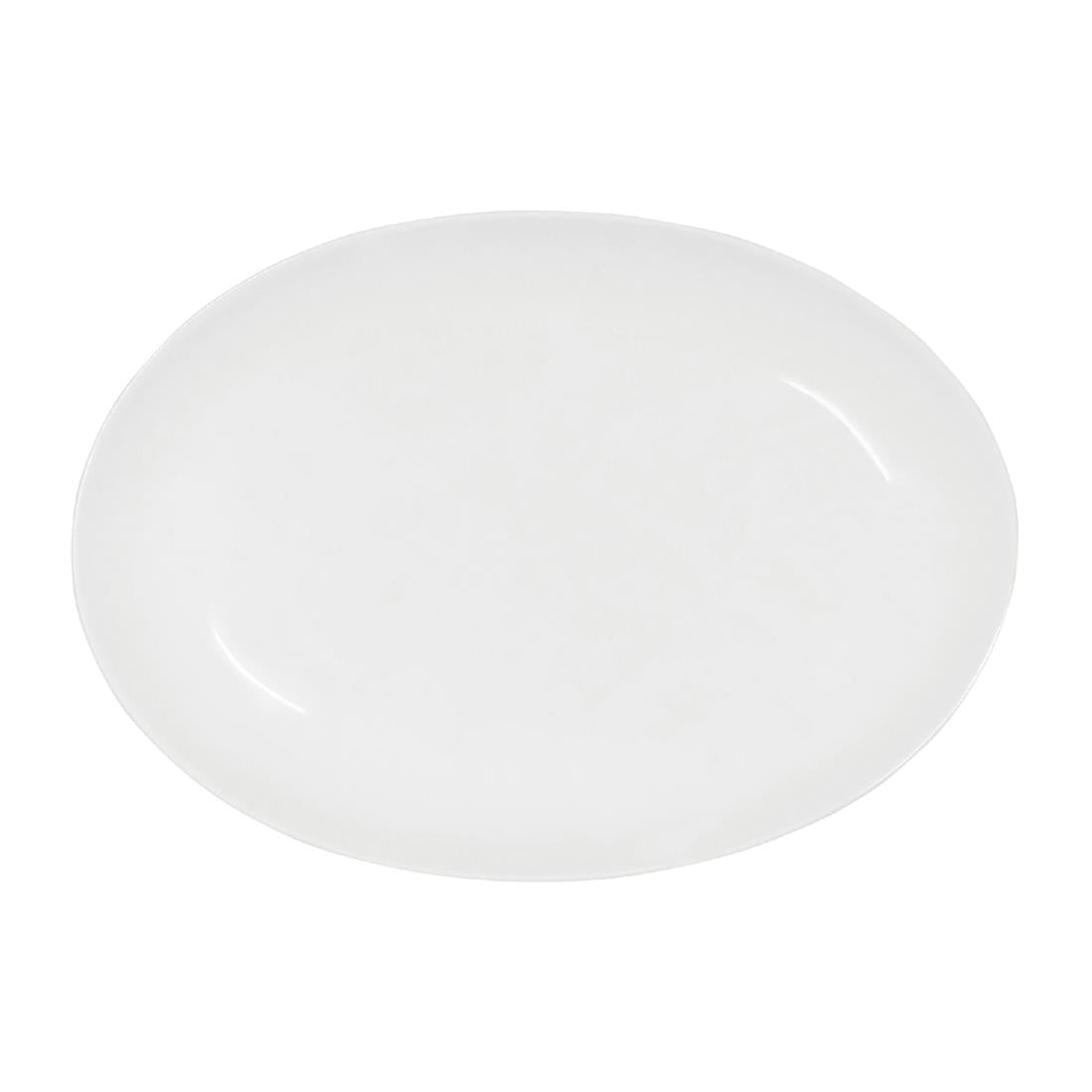 Tablekraft Core Platter Oval Coupe Shape White 230x165x22mm (6 Pack) (Dimension: 230x165x22mm. Material: Porcelain. Pack Quantity: 6) • PAS-HU933