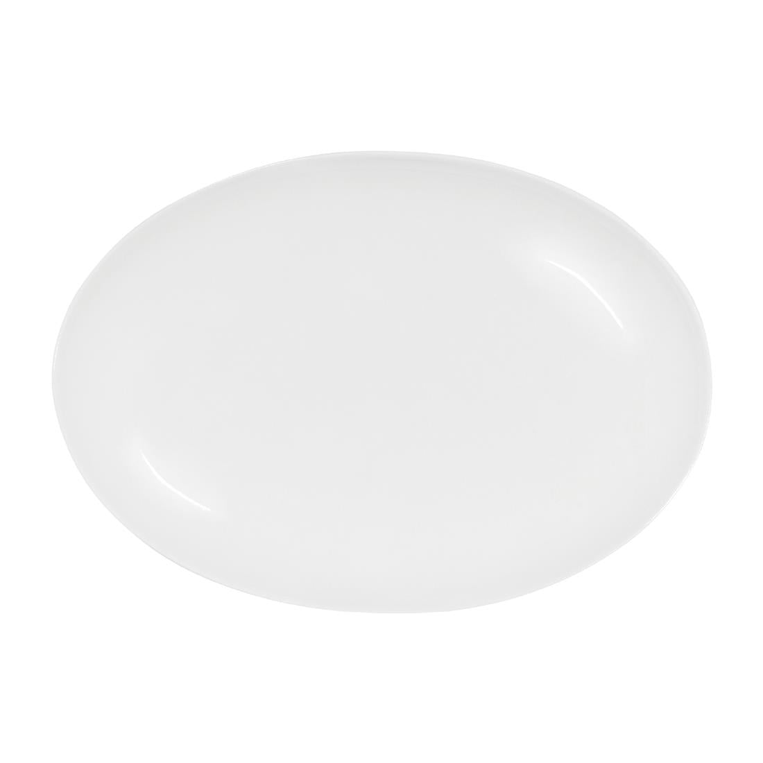 Tablekraft Core Platter Oval Coupe Shape White 300x215x30mm (2 Pack) (Dimension: 300x215x30mm. Material: Porcelain. Pack Quantity: 2) • PAS-HU935