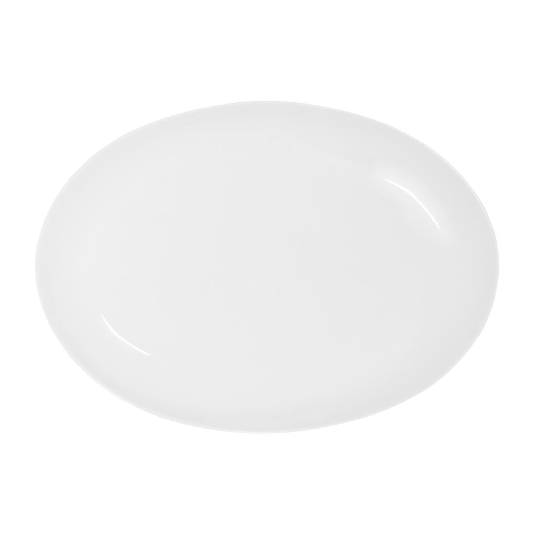 Tablekraft Core Platter Oval Coupe Shape White 355x260x35mm (3 Pack) (Dimensions: 355x260x35mm. Material: Porcelain. Pack Quantity: 3) • PAS-HU936