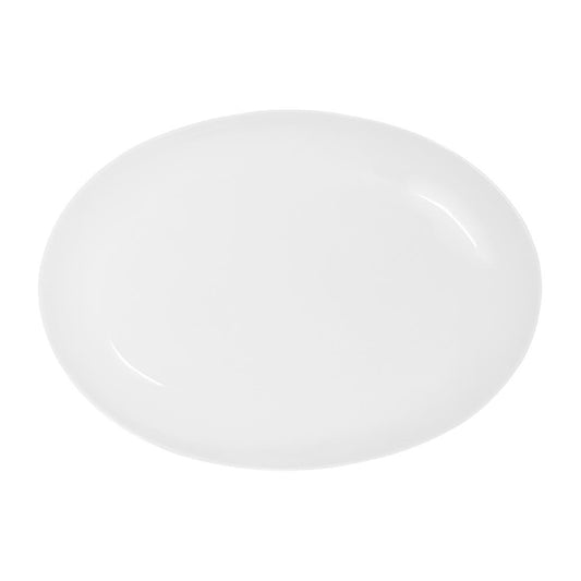 Tablekraft Core Platter Oval Coupe Shape White 355x260x35mm (3 Pack) (Dimensions: 355x260x35mm. Material: Porcelain. Pack Quantity: 3) • PAS-HU936
