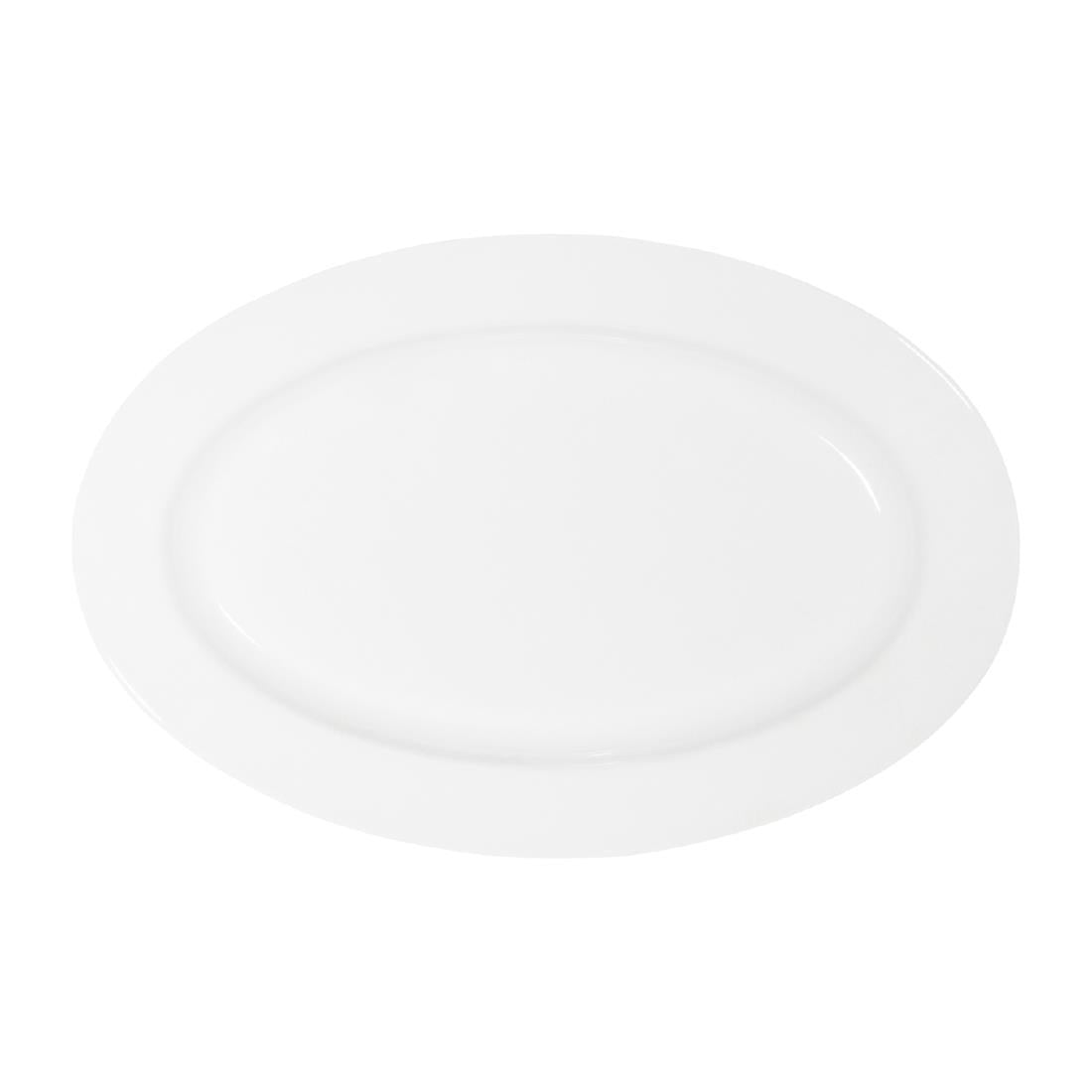 Tablekraft Core Platter Oval Rim Shape White 200x140x20mm (6 Pack) (Dimensions: 200x140x20mm. Material: Porcelain. Pack Quantity: 6) • PAS-HU937