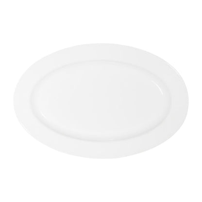 Tablekraft Core Platter Oval Rim Shape White 200x140x20mm (6 Pack) (Dimensions: 200x140x20mm. Material: Porcelain. Pack Quantity: 6) • PAS-HU937