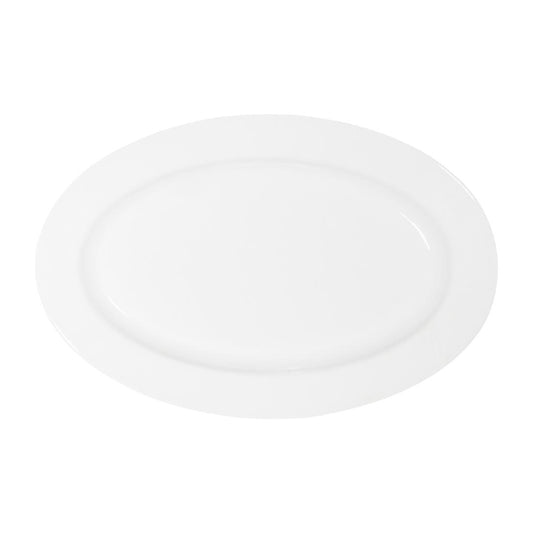 Tablekraft Core Platter Oval Rim Shape White 200x140x20mm (6 Pack) (Dimensions: 200x140x20mm. Material: Porcelain. Pack Quantity: 6) • PAS-HU937